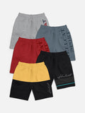 HELLCAT Boys Pack of 5 Typography Printed Cotton Mid-Rise Shorts