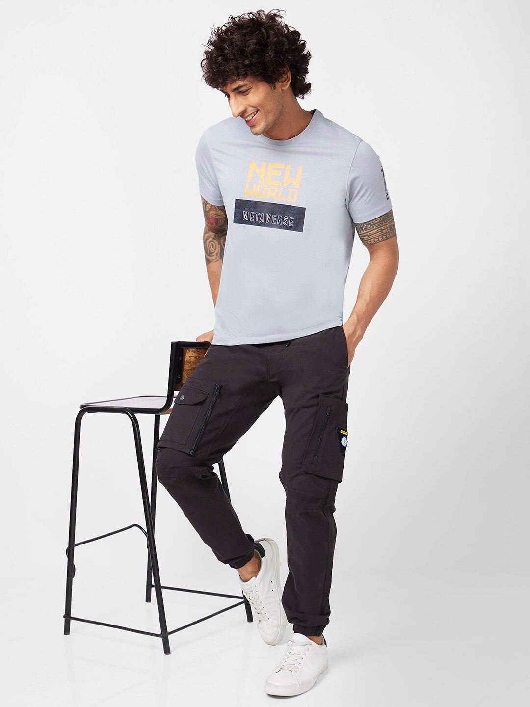 SPYKAR Typography Printed Slim Fit Cotton T-Shirt