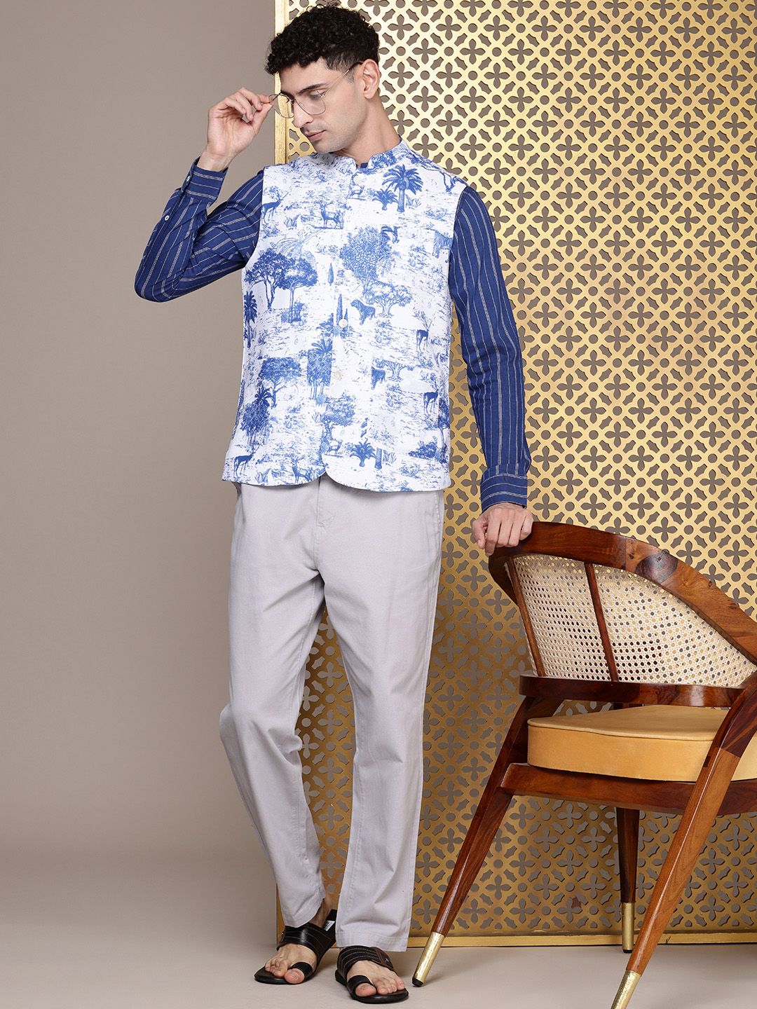 House of Pataudi Printed Rozana Nehru Jackets