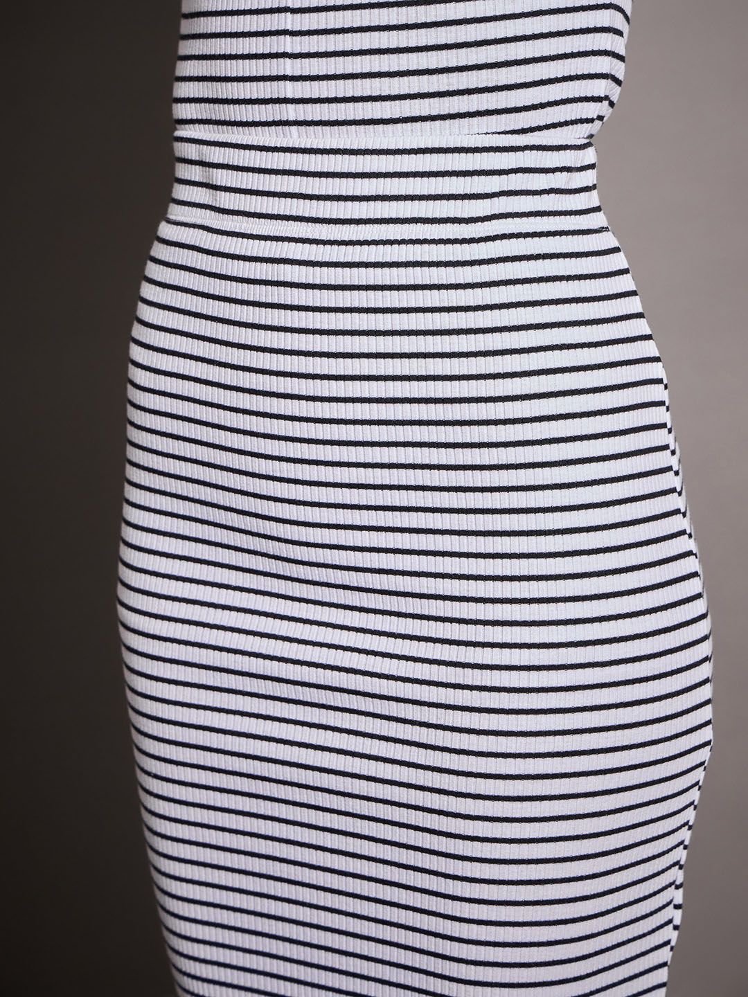 SASSAFRAS Striped Rib Midi Pencil Skirt