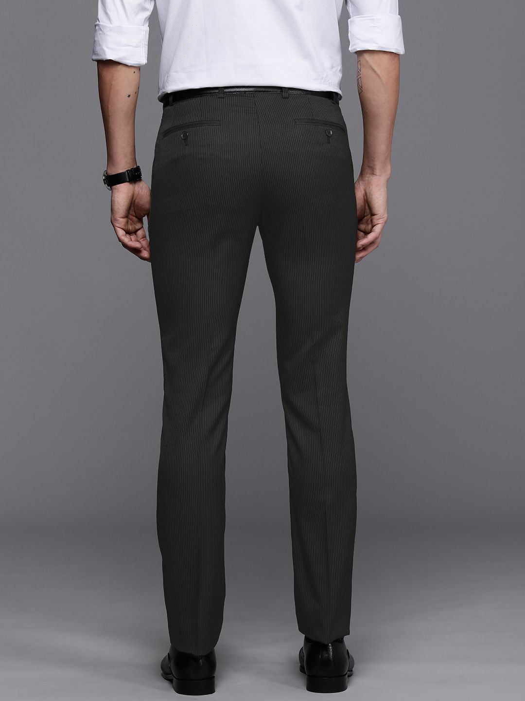 Raymond Men Striped Slim Fit Formal Trousers