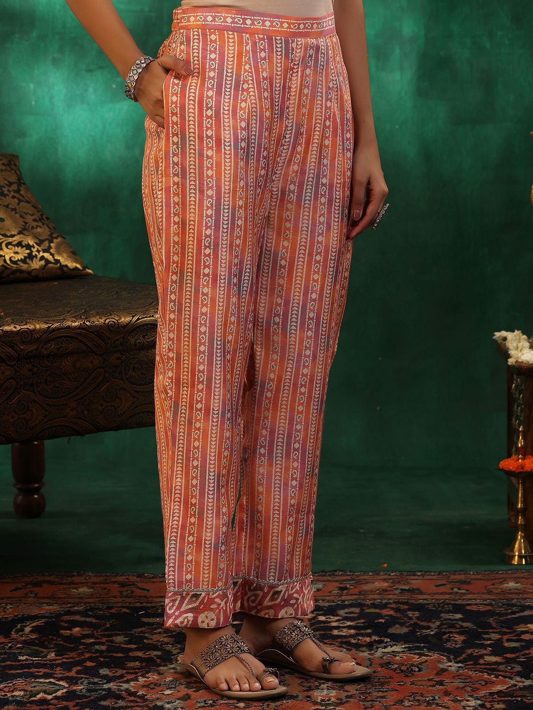 Libas Women Ethnic Motifs Printed Regular Beads and Stones Kurta with Palazzos & With Dupatta