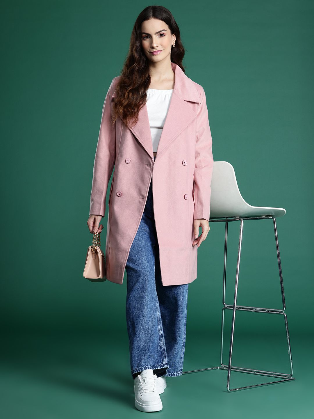 DressBerry Notched Lapel Collar Longline Overcoat