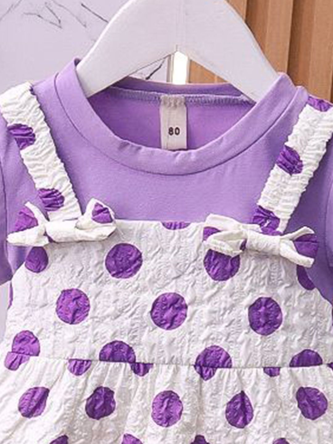 YK Girl Polka Dot Print Bow Pinafore Dress