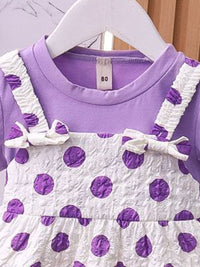 YK Girl Polka Dot Print Bow Pinafore Dress