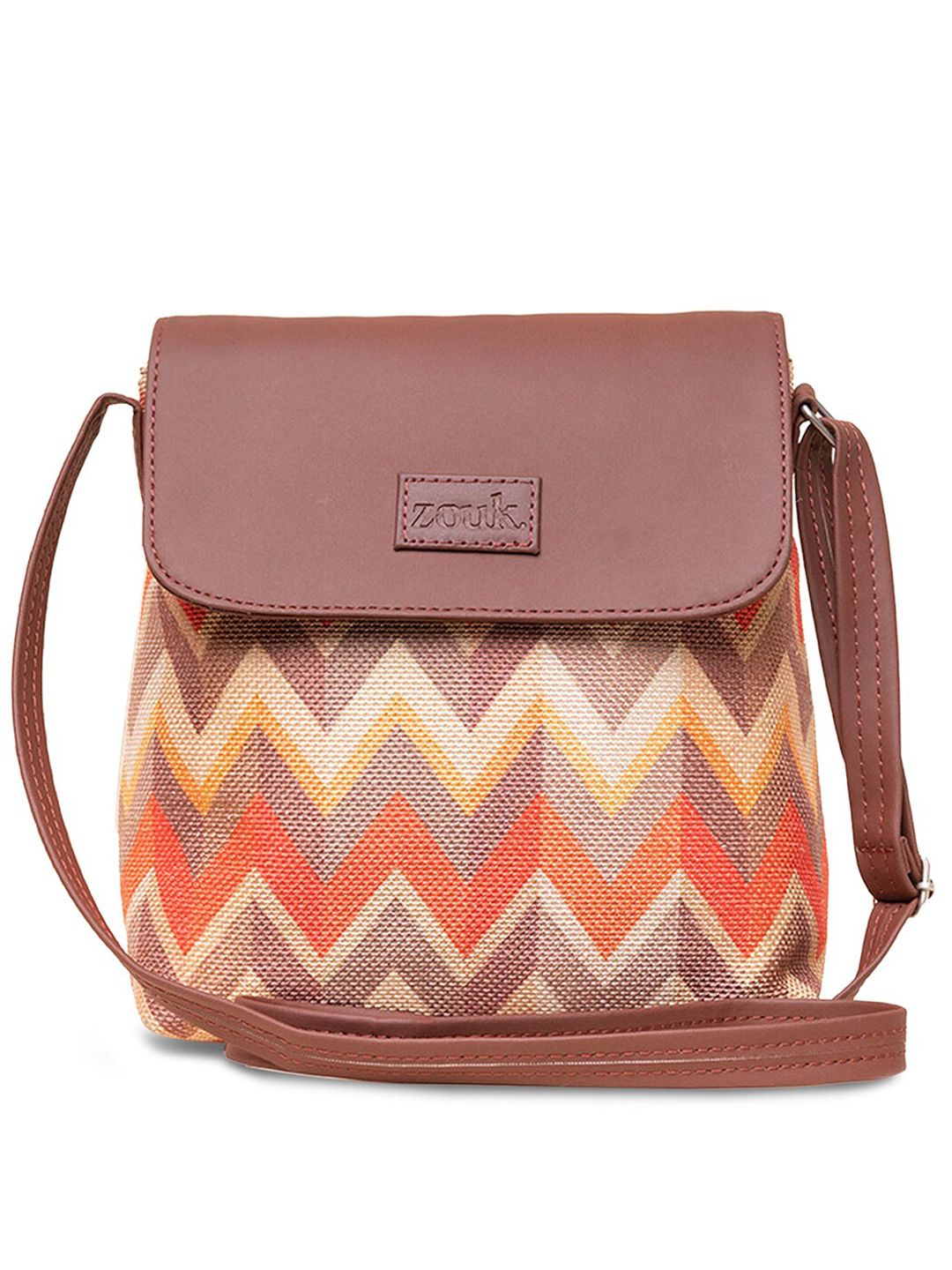 ZOUK Geometric Printed Structured Sling Bag