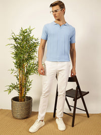 Thomas Scott Men Knit Striped Polo Collar T-shirt