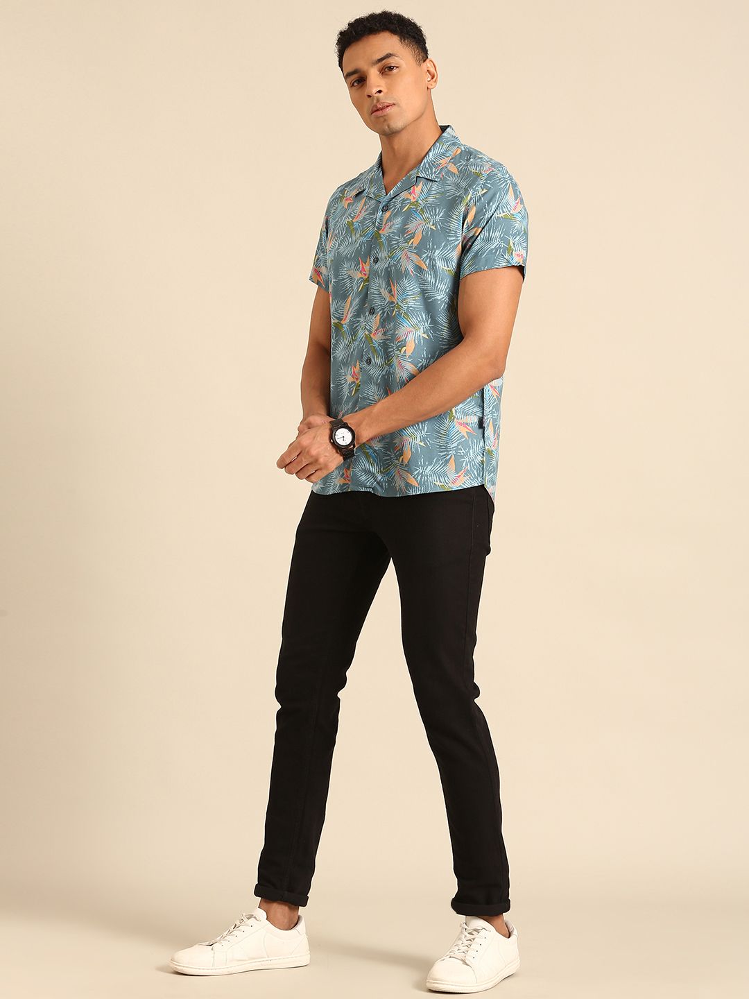 Being Human Slim Fit Tropical Printed Casual Shirt