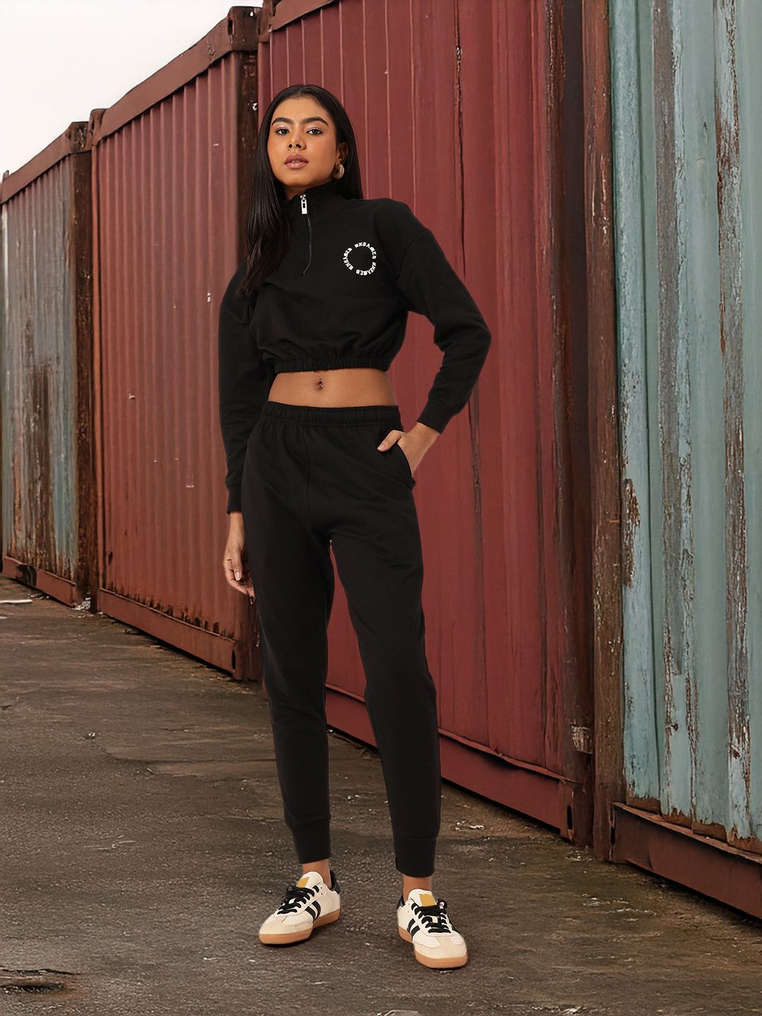 Kook N Keech Street Savvy Relaxed Crop Sweatshirt With Joggers Co-Ords Set