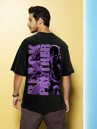 Bewakoof Black Panther Printed Drop-Shoulder Sleeves Oversized Cotton T-shirt