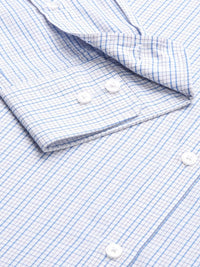 Park Avenue Men Blue Slim Fit Checked Formal Shirt