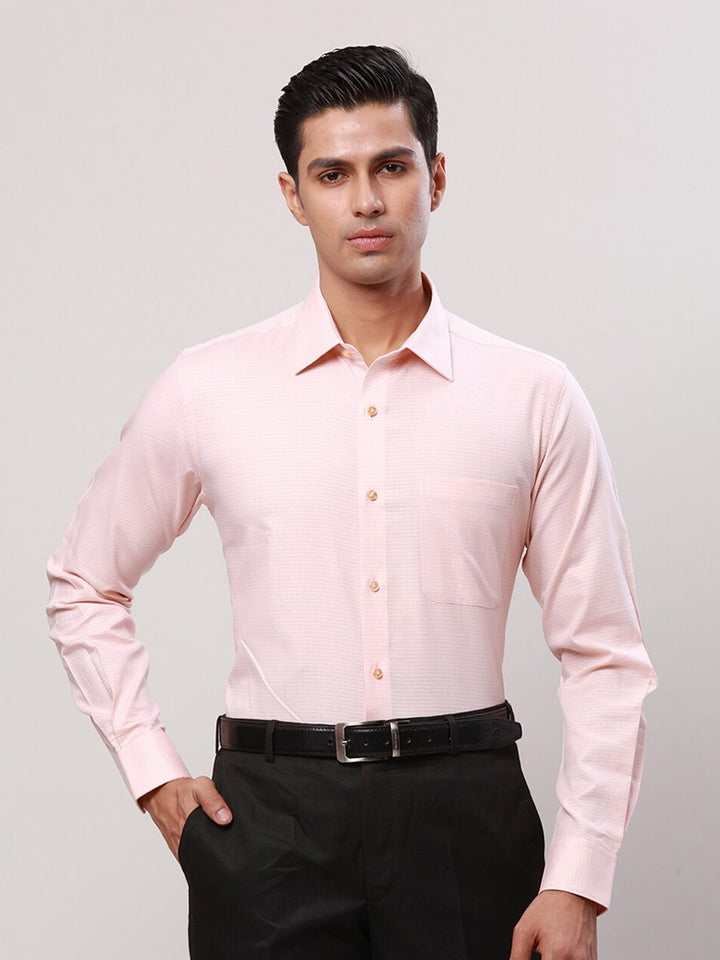 Raymond Contemporary Fit Self Design Spread Collar Cotton Formal Shirt
