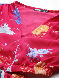 DressBerry Floral Print Cut-Outs Tiered Maxi Dress