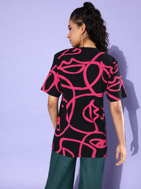 DILLINGER Abstract Printed Oversized Longline Pure Cotton T-shirt