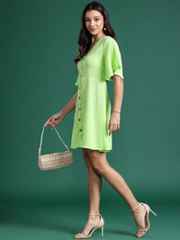 DressBerry Textured Flared Sleeve A-Line Dress