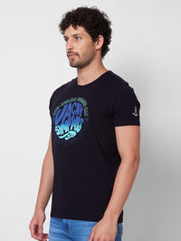 SPYKAR Round Neck Short Sleeves Typography Printed Slim Fit Cotton T-shirt