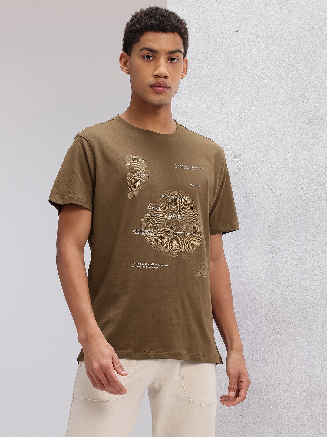 HRX by Hrithik Roshan Printed Pure Cotton Yoga T-shirt