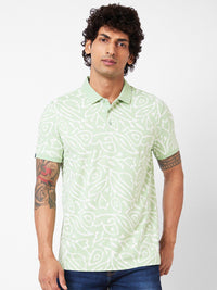 SPYKAR Floral Printed Polo Collar Slim Fit T-shirt