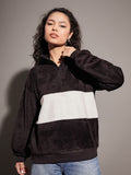 SASSAFRAS Black Colourblocked Mock Collar Sweatshirt