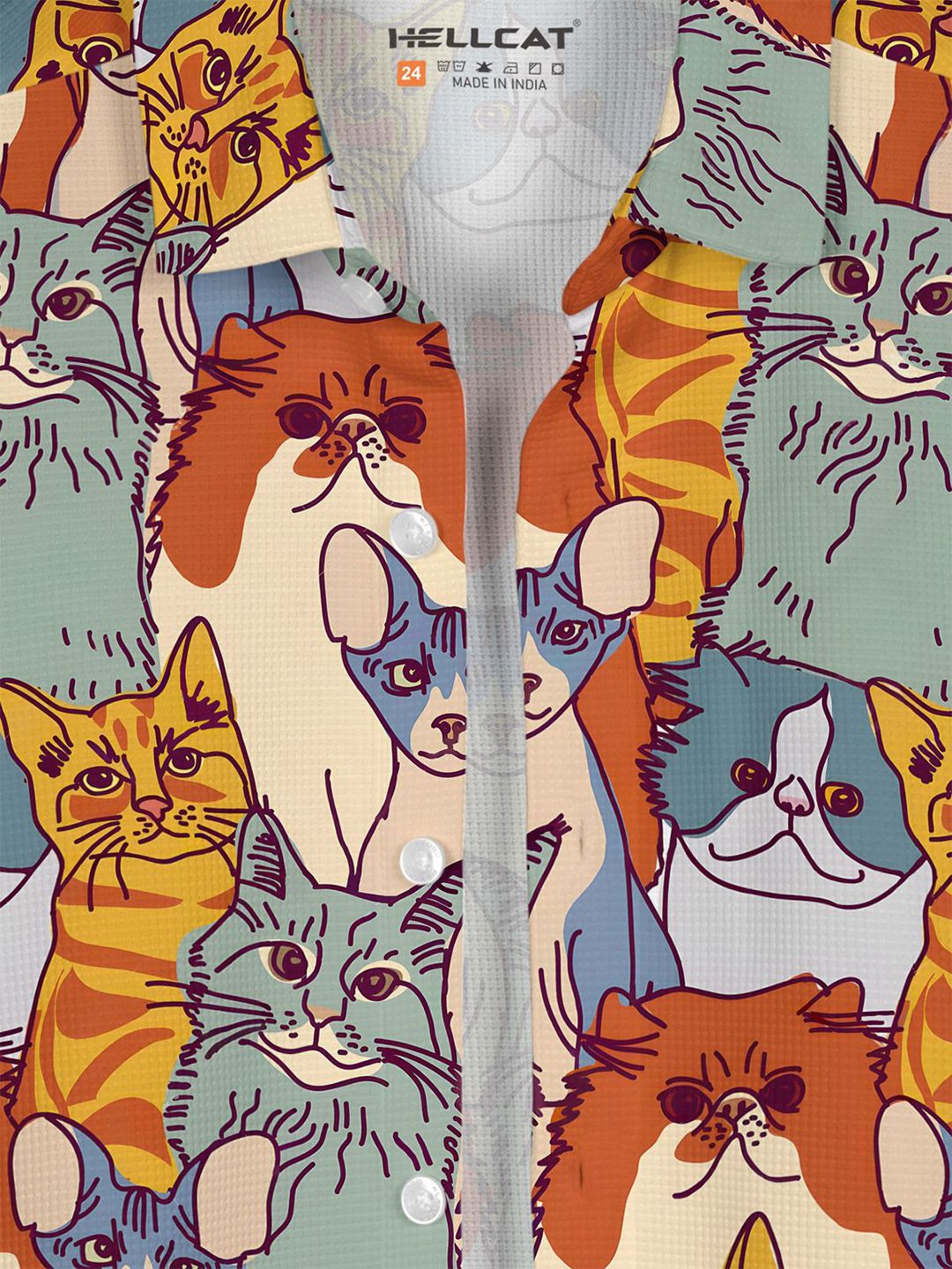 Pek Lelaki HELLCAT 2 Baju Kasual Bercetak Legap Bunga