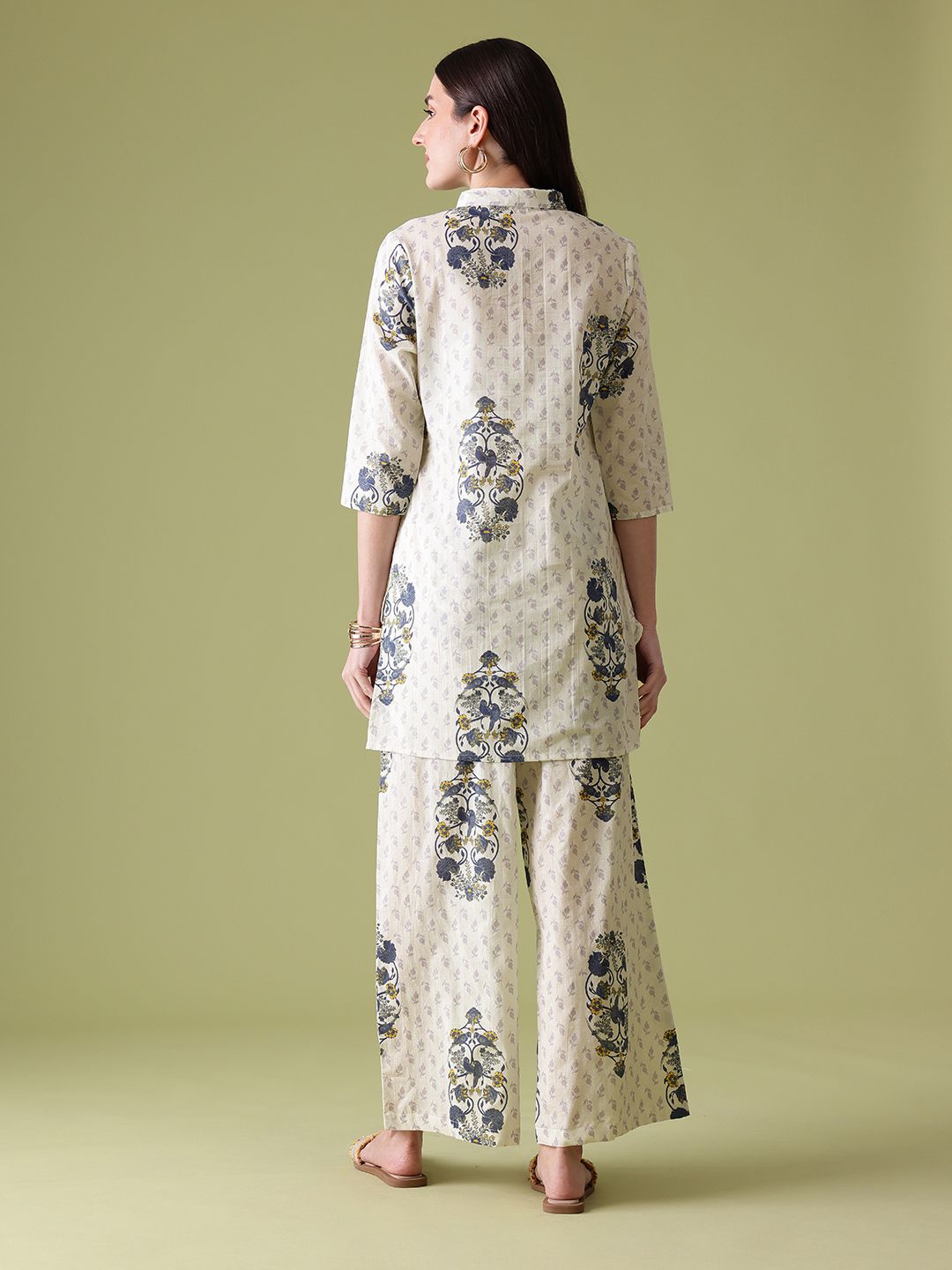 Anouk Floral Print Cotton Kurta with Palazzos