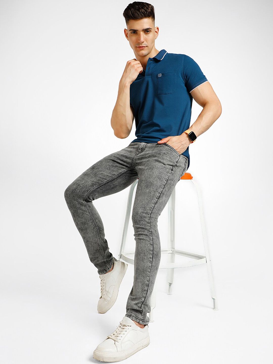 Urbano Fashion Men Regular Fit Heavy Fade Stretchable Jeans