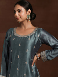 Libas Floral Embroidered Zari Kurta with Palazzos & With Dupatta