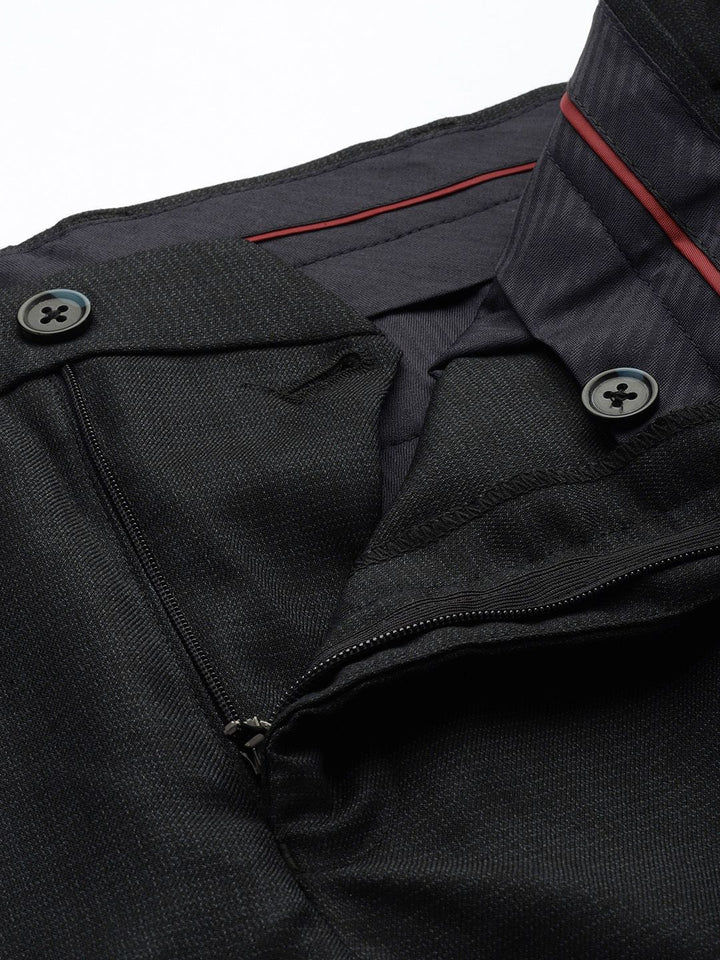 Raymond Men Self Design Textured Slim Fit Formal Trousers