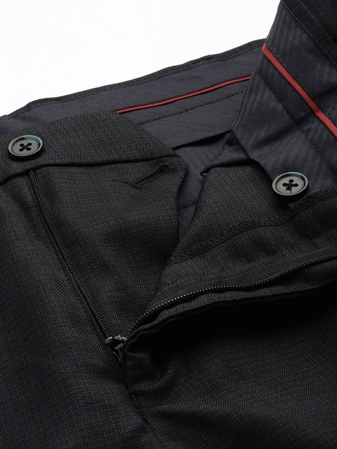 Raymond Men Self Design Textured Slim Fit Formal Trousers