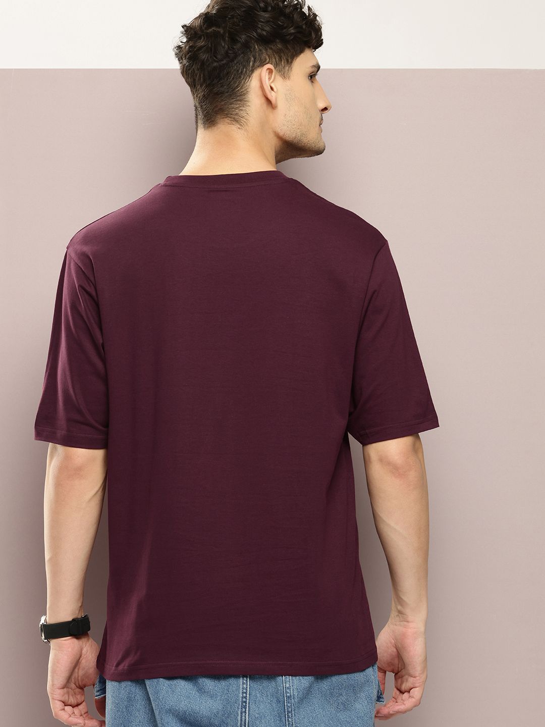 DILLINGER Men Printed Drop-Shoulder Sleeves Oversized Pure Cotton T-shirt