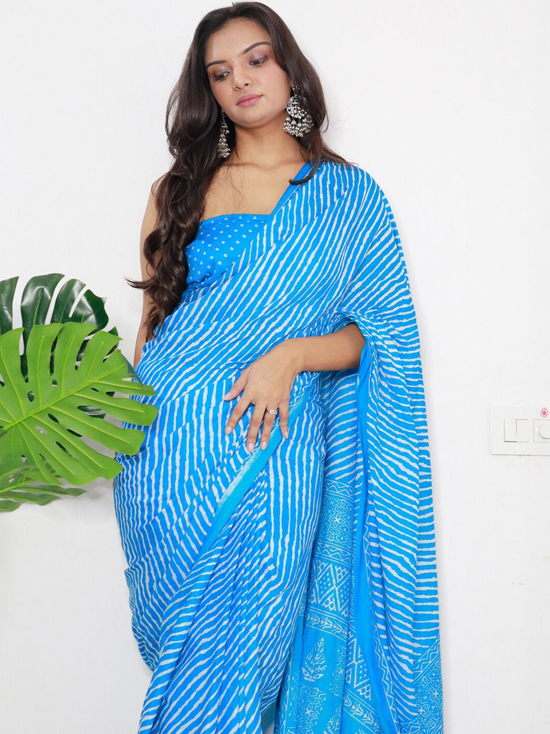 Saree mall Leheriya Printed Pure Cotton Saree