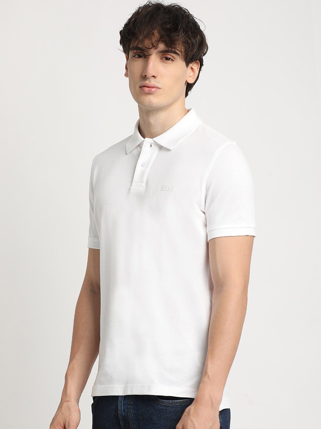THE BEAR HOUSE Polo Collar Pure Cotton Slim Fit T-shirt