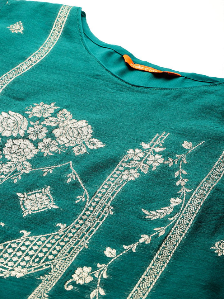 Indo Era Ethnic Motifs Woven Design Zari Kurta With Trousers & Dupatta