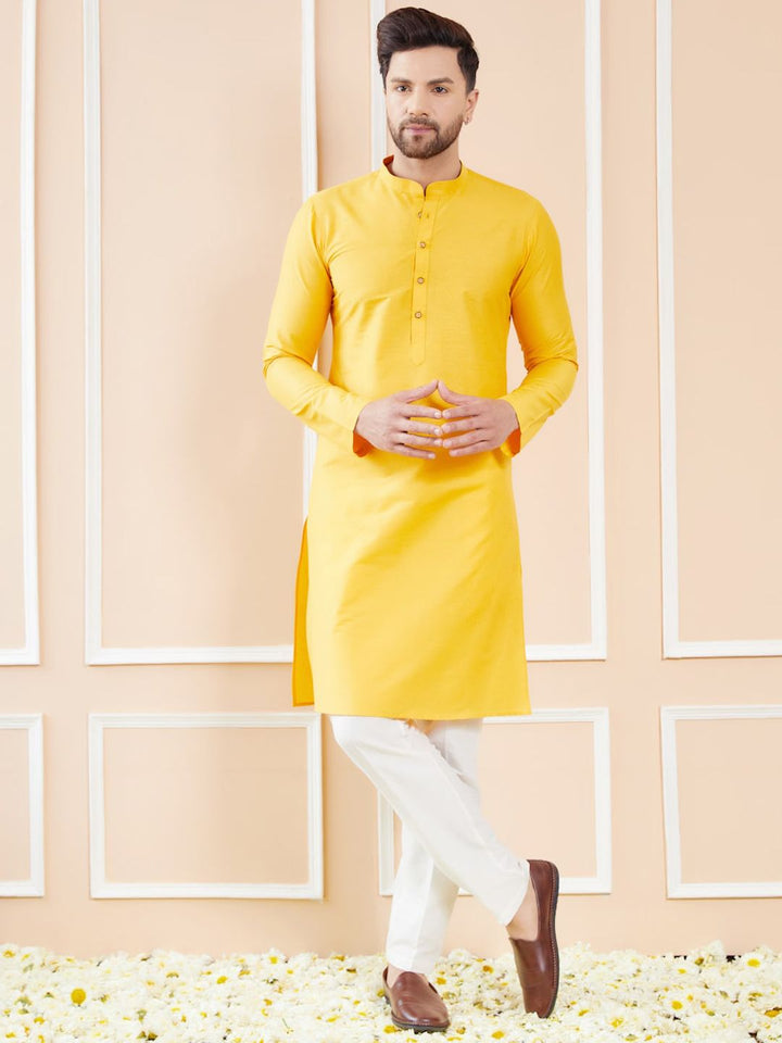 See Designs Mandarin Collar Long Sleeves Pure Cotton Straight Kurta