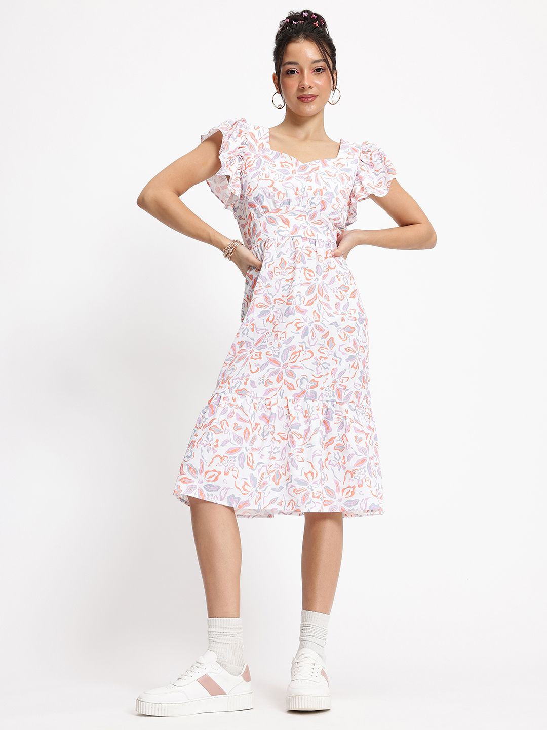DressBerry Artsy Florals Twirl & Turn A-Line Dress