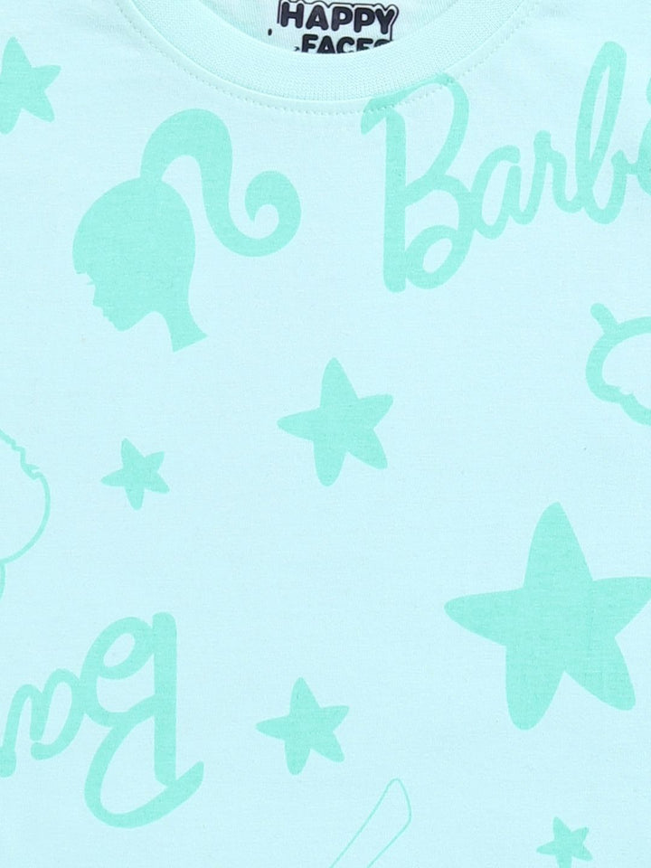 Happy Faces Girls Barbie Printed Pure Cotton T-shirt