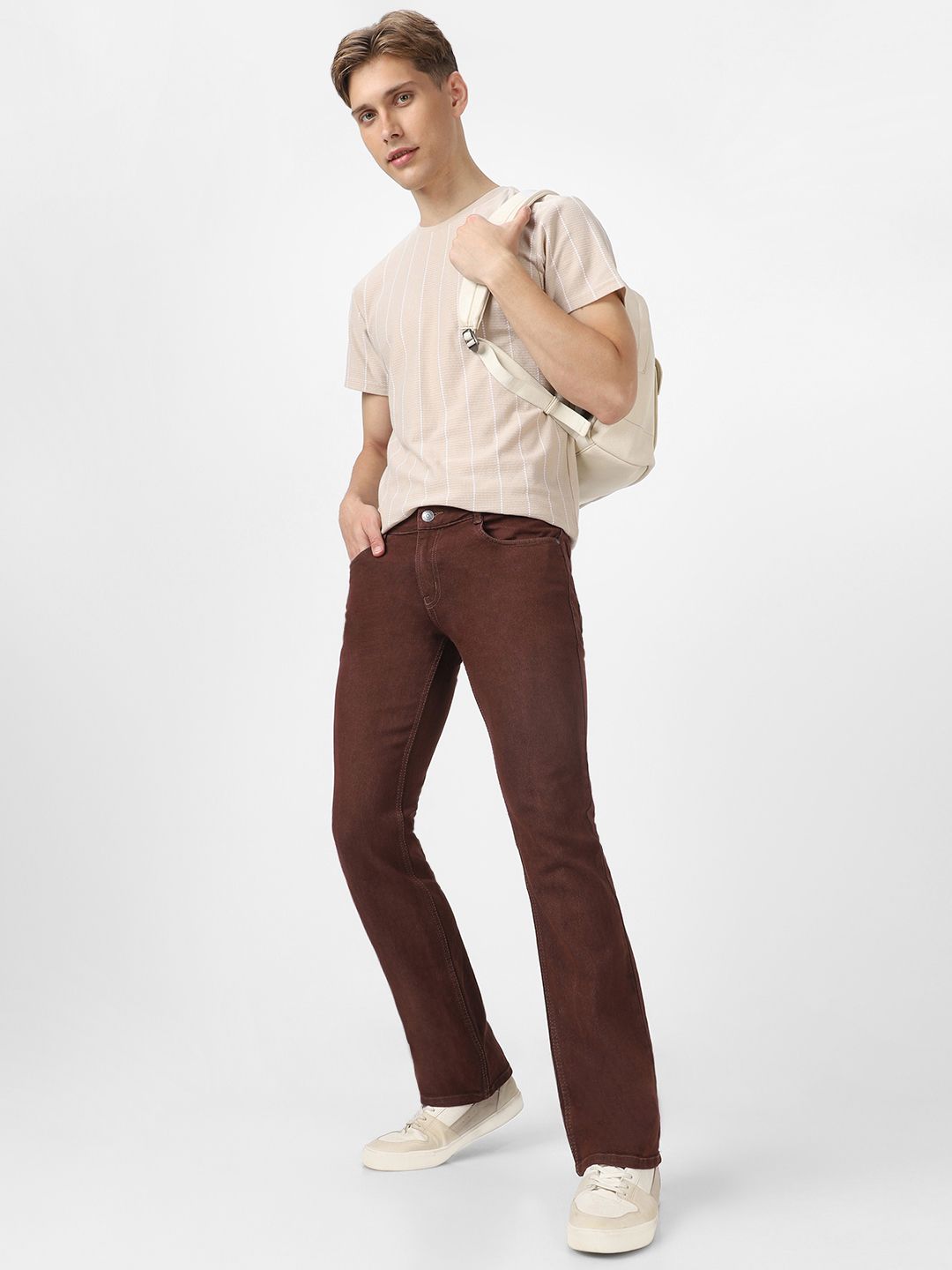 Urbano Fashion Men Mid Rise Light Fade Stretchable Bootcut Jeans