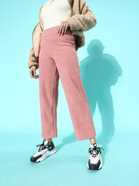 STREET 9 Women Pretty Pink Solid Fleece Trousers