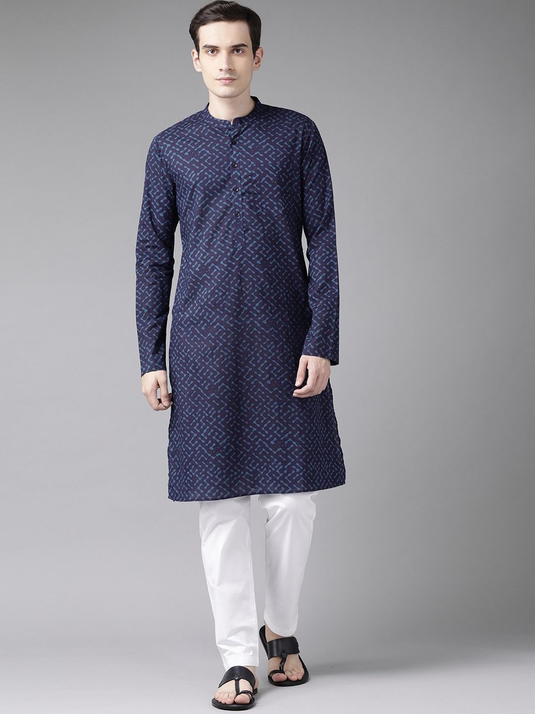 See Designs Men Blue Printed Kurta