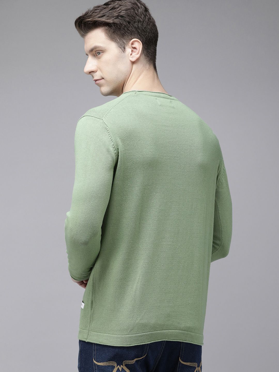 SPYKAR Pure Cotton Solid Round Neck Pullover Sweaters