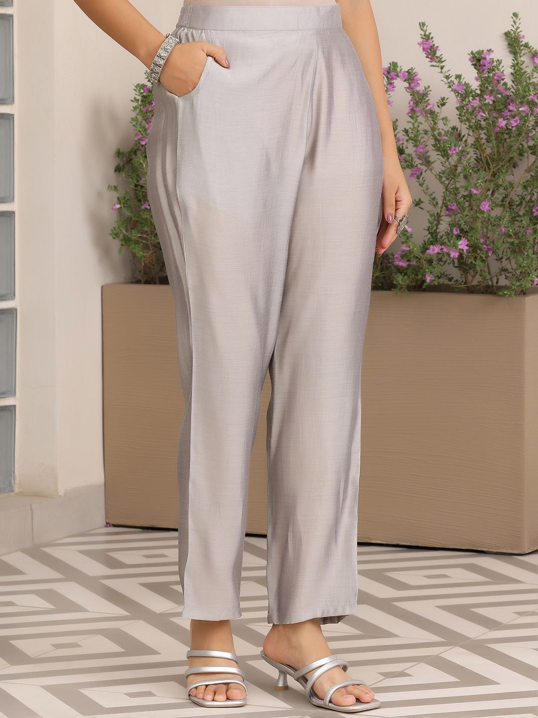 Libas Floral Printed Straight Kurta with Trousers & Dupatta