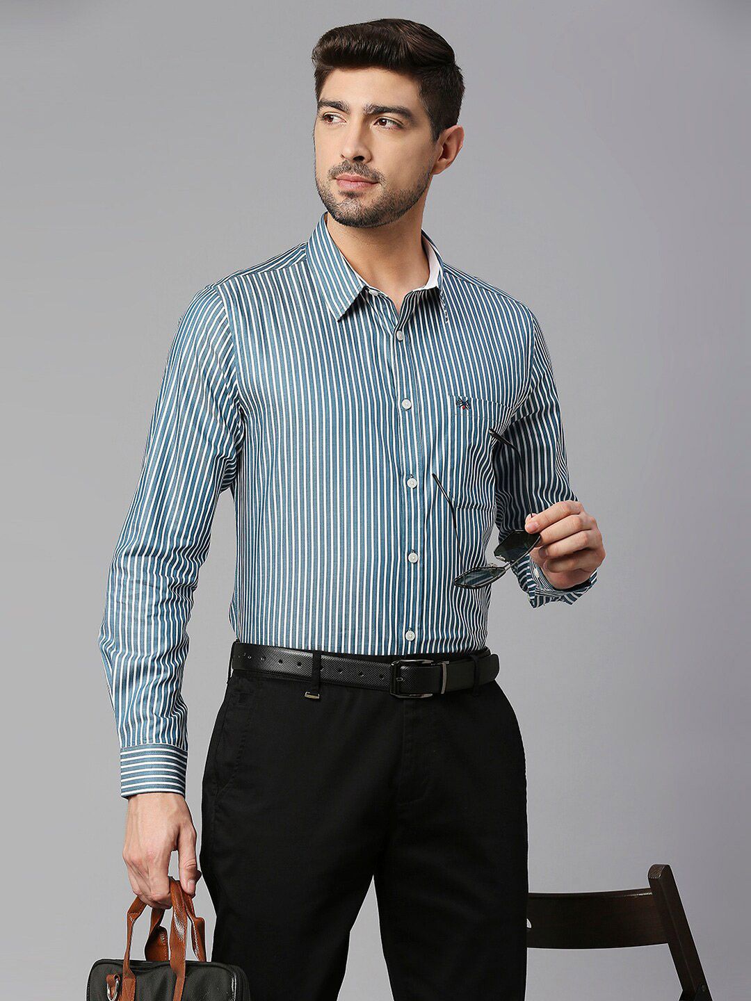 Thomas Scott  Classic Slim Fit Striped Pure Cotton Formal Shirt