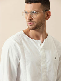 Mr Bowerbird Men White Tailored Fit Solid Casual Shirt