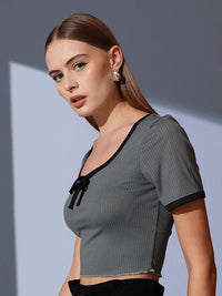 STREET 9 Round Neck Solid Crop Top