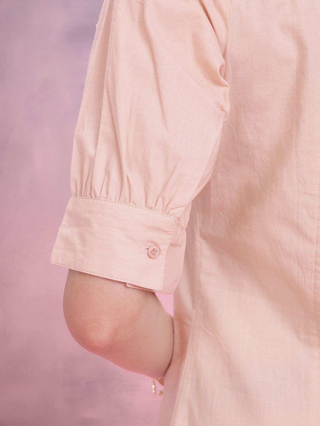 DressBerry Cuffed Sleeve Pure Cotton Shirt Dress