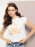 DILLINGER Typography Printed Crop Pure Cotton T-shirt