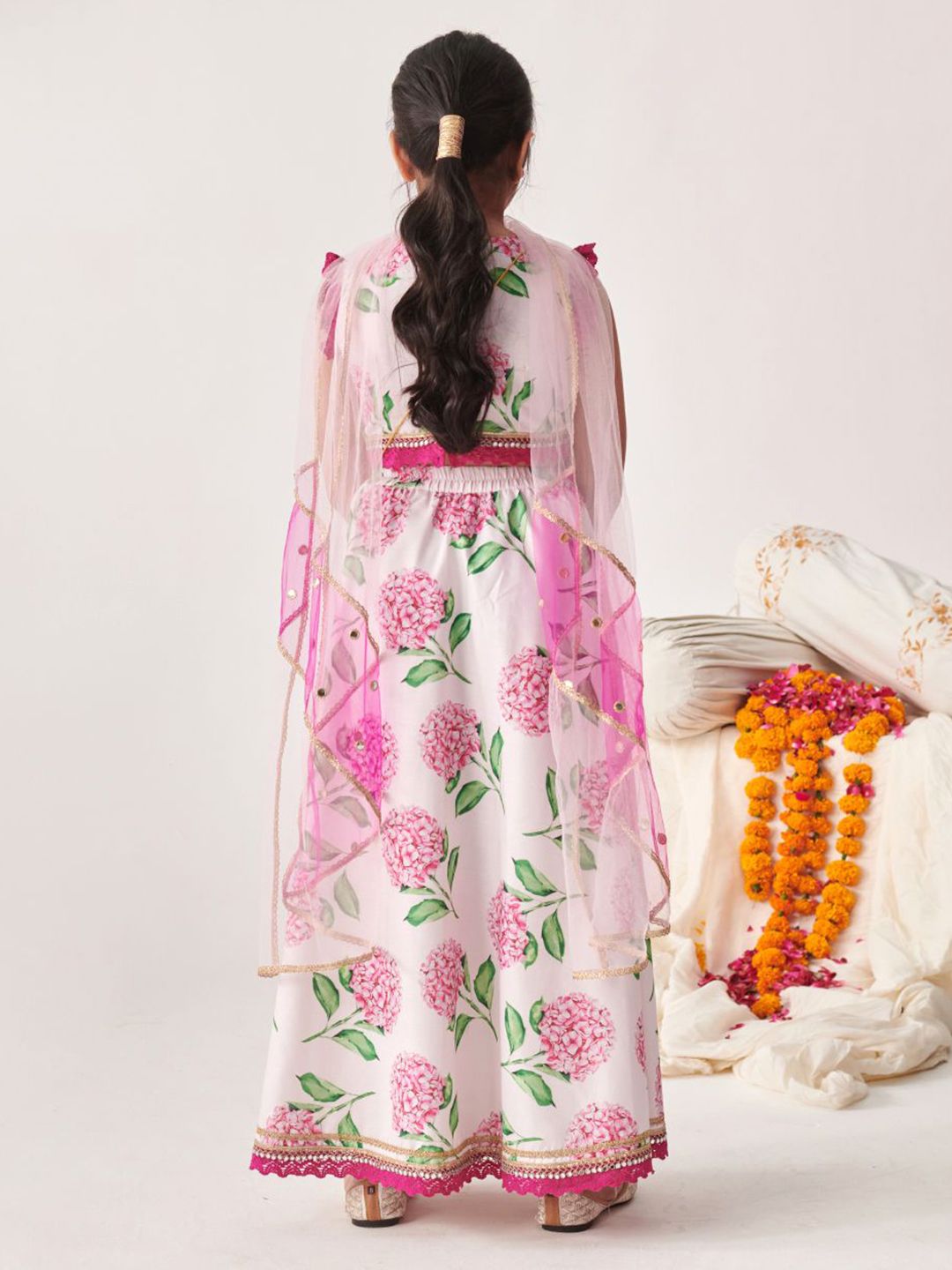 pspeaches Girls Printed Ready to Wear Lehenga & Blouse With Dupatta
