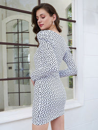 Berrylush Polka Dots Printed Puff Sleeves Pure Cotton Sheath Mini Dress