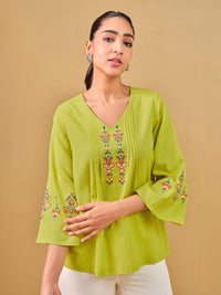 Global Desi V-Neck Floral Printed Top