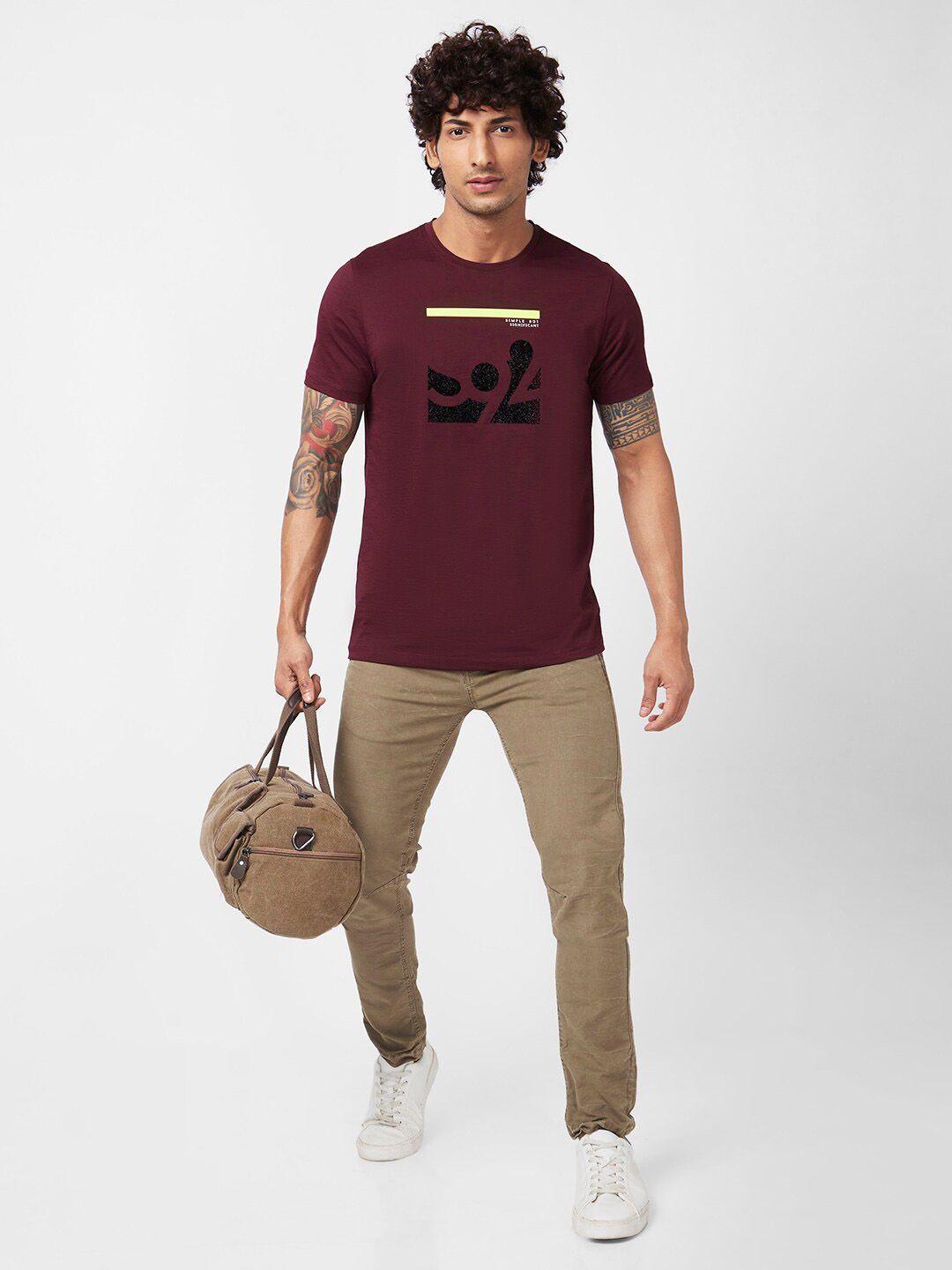 SPYKAR Abstract Printed Slim Fit Cotton T-shirt